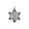The Bead Chest Nepali Star of David Pendant: Authentic Ethnic Judaica Brass Charm Inlaid with Stone for DIY Necklace and Jewelry (Blue & Turquoise)
